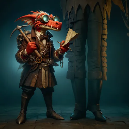 Medieval trousers with dragon feet,kobold,dragon slayer,skylander giants,fantasy warrior,aesulapian staff,dragon li,massively multiplayer online role-playing game,puppeteer,3d figure,draconic,magistra