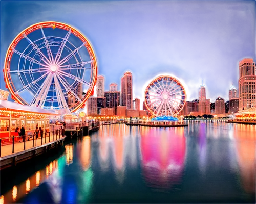 navy pier,ferris wheel,chicago skyline,santa monica pier,shanghai disney,french digital background,background vector,neon carnival brasil,california adventure,landscape background,the disneyland resort,universal exhibition of paris,amusement park,seattle,usa landmarks,colorful city,darling harbor,san diego skyline,funfair,haikou city,Conceptual Art,Sci-Fi,Sci-Fi 29