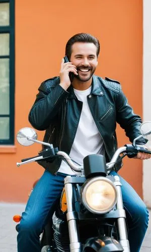 a young man sitting on a motorcycle talking on the phone,tarkan,emraan,kunchacko,akkineni,jayasurya,santhanam