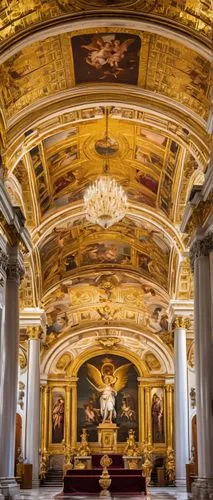 Ornate decoration, grandiose scale, dramatic lighting, intense emotions, highly ornamental, marble, gold leaf, intricate carvings, sweeping curves, grand staircases, frescoed ceilings, ornate frames, 