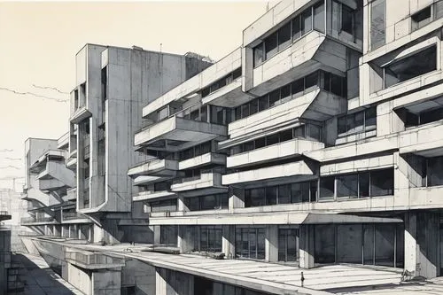 lasdun,brutalist,seidler,scampia,corbu,brutalism,robarts,barbican,habitat 67,interlace,docomomo,casgrain,block of flats,hejduk,colombes,unbuilt,heygate,balconies,tschumi,miralles,Illustration,Paper based,Paper Based 29