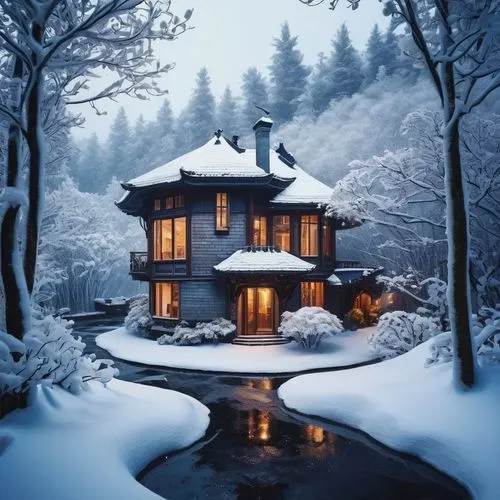 winter house,beautiful home,house in the forest,dreamhouse,snow house,winter wonderland,Photography,Artistic Photography,Artistic Photography 12