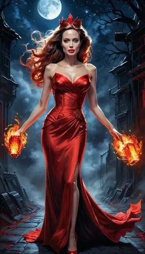 melisandre,scarlet witch,vampire woman,queen of hearts,vampire lady,hecate,Illustration,Realistic Fantasy,Realistic Fantasy 25