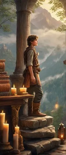 innkeeper,lampwick,troubadour,troubador,rapunzel,radagast,redwall,riftwar,romantic scene,nargothrond,seregil,fantasy picture,the wanderer,townsfolk,gavroche,kadyr,merchant,troubadors,bilbo,pilgrim,Illustration,Japanese style,Japanese Style 19