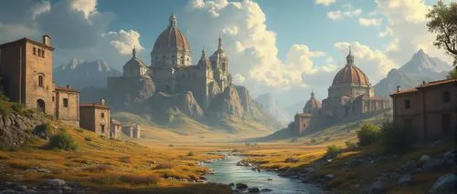 fantasy landscape,gondolin,citadels,nargothrond,fantasy picture,riftwar