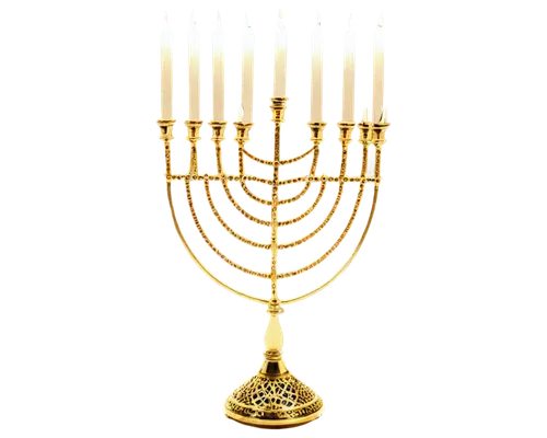 menorah, 7-branched candelabrum, golden metal, intricate design, Hebrew letters, soft glowing light, ornate base, symmetrical composition, shallow depth of field, warm color tone, cinematic lighting.,