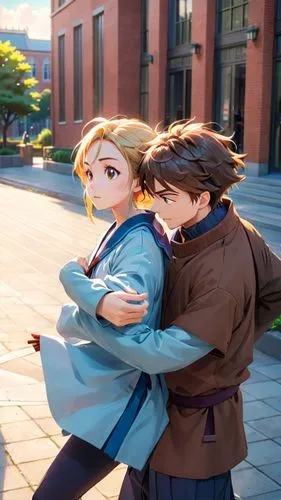 Una princesa siendo abrazada por su novio esclavo por la espalda ,hiyayakko,piggyback,darjeeling,anime japanese clothing,sightseeing,hug,hugging,detective conan,anime cartoon,aikido,hands holding,carr