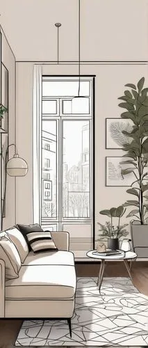 apartment,an apartment,roominess,appartement,sunroom,modern room,loft,sketchup,apartment lounge,livingroom,shared apartment,living room,window sill,interiors,sky apartment,bedroom window,windowsill,french windows,bedroom,guest room,Illustration,Black and White,Black and White 04