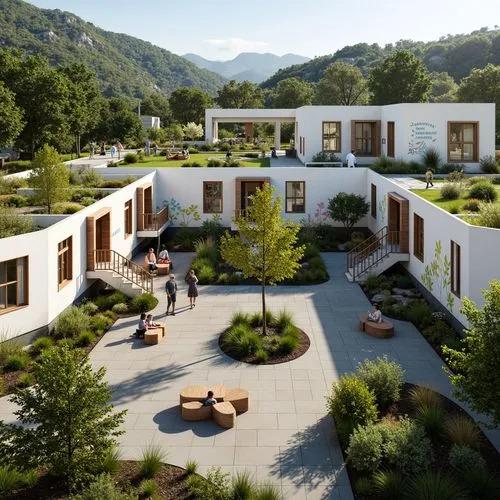 ecovillages,3d rendering,render,landscaped,ecovillage,revit,cohousing,passivhaus,prefab,cubic house,amanresorts,house in the mountains,hanok,sketchup,bendemeer estates,roof landscape,tungsha,ivillage,grass roof,landscaping