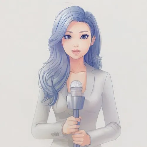 newscaster,business woman,tv reporter,journalist,hydrangea background,mic,businesswoman,business girl,winner joy,portrait background,announcer,girl with speech bubble,custom portrait,blue background,s