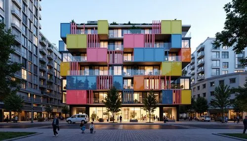 colorful facade,mvrdv,cube stilt houses,cubic house,rigshospitalet,colombes,europan,apartment block,nanterre,arkitekter,cube house,apartment building,jussieu,bjarke,apartment blocks,shipping containers,multistoreyed,rikshospitalet,mipim,ocad