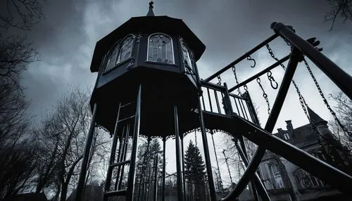 Oleg pooped on the playground, then came the sardarukars, pre-deli shootout neighbours watched from the next house with a smile to the ears ,dark park,haunted castle,lookout tower,fire tower,haunted c