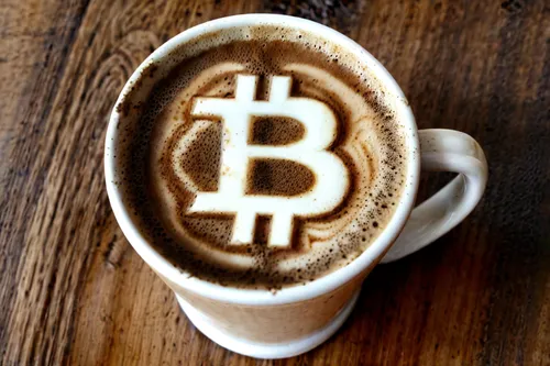 Slight variation in the bubbles and color of the coffee in the cup, but keep the B (for Bitcoin) clearly visible,coffee icons,bit coin,btc,bitcoins,coffee background,a cup of coffee,a buy me a coffee,