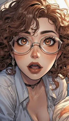 marla,with glasses,labios,illustrator,manara,glasses,Illustration,American Style,American Style 13