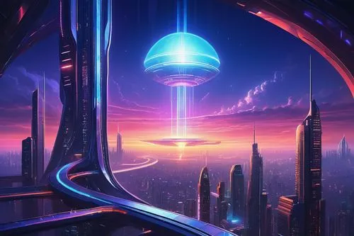 futuristic landscape,cybercity,coruscant,futuristic architecture,futuristic,futurist,scifi,cyberworld,ringworld,arcology,cyberport,cybertown,fantasy city,homeworld,alien world,futuregen,cyberia,sci - fi,metropolis,sci fiction illustration,Illustration,Retro,Retro 02