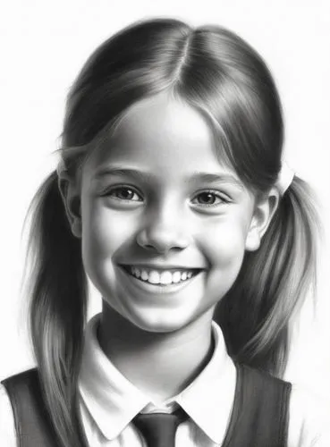 Black and White. A friendly smiling school girl.,girl drawing,girl portrait,a girl's smile,young girl,kids illustration,portrait of a girl,pencil icon,pencil drawing,graphite,pencil frame,pencil drawi