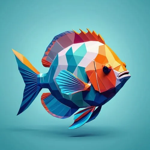 blue fish,fish in water,snapfish,pescado,vector illustration,poisson,Unique,3D,Low Poly