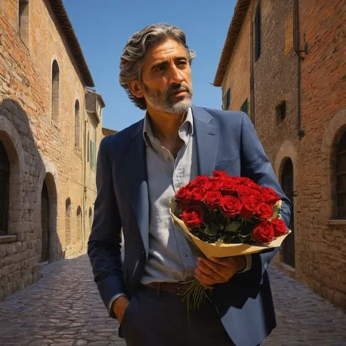 bocelli,moltisanti,holding flowers,almodovar,pierpaolo,mousavi,with a bouquet of flowers,tornatore,romantico,francescoli,il giglio,dor with flowers,zaffirini,kocaman,pierfrancesco,valentini,poletti,baglioni,giambastiani,senatore,Art,Classical Oil Painting,Classical Oil Painting 34