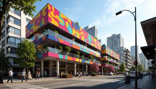 colorful facade,multistoreyed,mvrdv,dizengoff,jussieu,zeil,andaz,adjaye,maisonneuve,sanlitun,ocad,cornerhouse,grenelle,samaritaine,crevier,colombes,levallois,julliard,fauchon,gravier