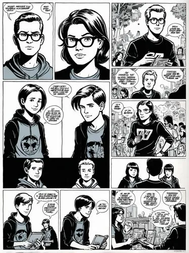 Design a fun comic page for a youth magazine.,a comic strip shows a man and woman talking,dilton,phonogram,comic speech bubbles,comic style,comic bubbles,speech bubbles,Illustration,Vector,Vector 11