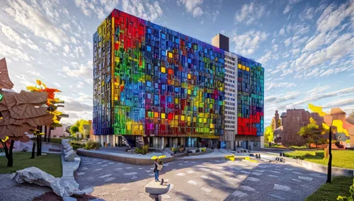 colorful facade,walt disney center,hotel w barcelona,dubai miracle garden,cube house,new city hall,albuquerque,public art,glass blocks,tetris,new building,climbing wall,eco hotel,color wall,hotel riviera,sculpture park,largest hotel in dubai,cubic house,colorful city,chile house