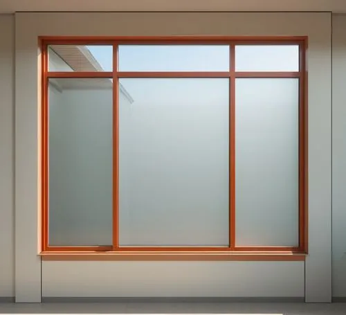 design a grill system around this windoe for a post modern style, make it aesthetically pleasing, functional for school
,a large window with orange trim on a wall,glass window,ventanas,frosted glass p