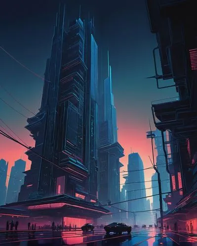 futuristic landscape,cybercity,cybertown,cyberport,cyberworld,metropolis,cityscape,arcology,coruscant,cyberpunk,cyberia,scifi,neuromancer,futuristic,futurist,polara,dystopian,cyberscene,fantasy city,futuristic architecture,Illustration,American Style,American Style 09