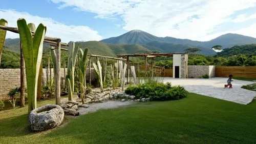 guacamayos people family
,a lush green yard with rocks and cacti,antigua guatemala,atitlan,minatitlan,tepoztlan,bulusan,climbing garden,Photography,General,Realistic