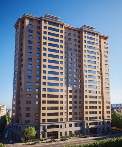 a big brown building with many windows in it,majadahonda,rustavi,condominia,zorlu,residential tower,mgimo,Photography,General,Realistic