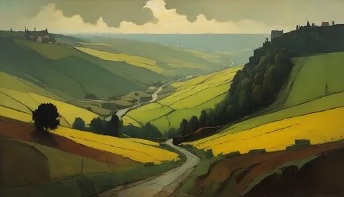 abstract landscape weinfranken, by lyonel feininger,palouse,holdsworth,rolling hills,howarth,haworth,hills,colline,rural landscape,cornwell,morland,exmoor,dalgleish,rumney,gallaher,valley,benton,carad