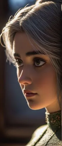 12 scale, realistic textures, warm ambient lighting, shallow depth of field, dramatic composition, cinematic angle, morning sunlight, soft focus.,ciri,alita,cirta,elf,bjd,elsa,naela,rapunzel,jolliet,s