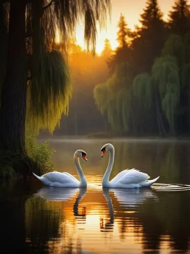 swan pair,swan lake,swan on the lake,swan,white swan,trumpeter swans,trumpeter swan,cisne,canadian swans,swans,swan family,trumpet of the swan,swanning,baby swans,flamingo couple,mute swan,white heron,constellation swan,swan chick,young swan,Illustration,Abstract Fantasy,Abstract Fantasy 01