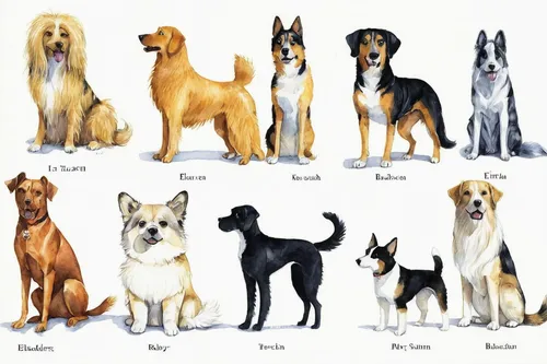 These Are All Dog Breeds That Currently Exist,ancient dog breeds,dog breed,pointing breed,giant dog breed,dog pure-breed,color dogs,german shepards,dog illustration,canines,mixed breed,small breed,dog