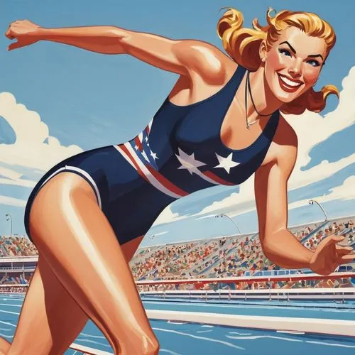 sprint woman,female runner,atletismo,olympian,radebaugh,atletica,Illustration,American Style,American Style 09