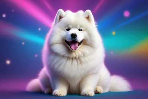 samoyed,american eskimo dog,japanese spitz,canadian eskimo dog,german spitz mittel,indian spitz,german spitz,berger blanc suisse,white shepherd,kishu,rainbow background,dog pure-breed,german spitz klein,white dog,finnish lapphund,swedish lapphund,keeshond,color dogs,kuvasz,icelandic sheepdog,Art,Artistic Painting,Artistic Painting 06