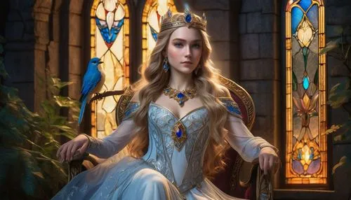 Princess Zelda, Veran city, majestic castle, throne room, solo, (25yo), long golden hair, blue eyes, gentle smile, elegant white dress, intricate lace details, diamond tiara, sapphire necklace, delica