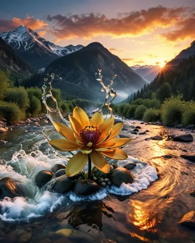 flower in sunset,flower of water-lily,flower water,water lotus,golden lotus flowers,water flower,splendor of flowers,pond flower,sacred lotus,water lily flower,flowing water,lotus flowers,mountain spr