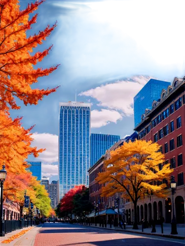 marunouchi,nakanoshima,horinouchi,bostonnais,tamachi,nihonbashi,nagoya,peachtree,sapporo,tsubouchi,reston,artprize,kamurocho,fall foliage,city scape,boston,autumn scenery,obihiro,akasaka,autumn background,Illustration,Paper based,Paper Based 08