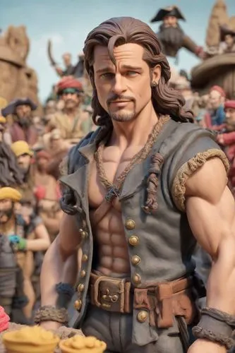 PIRATA, UHD, HDR, QUALITY, TONOS HYPER REALISTAS ,a statue of the head and shoulders of a male figure,herculez,vax figure,herculean,ghazan,logans,male character,Digital Art,Clay