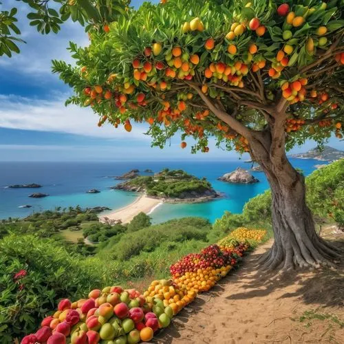 tropical tree,fruit tree,tropical beach,colorful tree of life,tangerine tree,grenada,caribbean,tropical island,caribbean beach,beautiful beaches,guadeloupean,guadeloupe,the caribbean,paraiso,beach landscape,beautiful beach,caribbean sea,seychellois,tropical sea,nature wallpaper,Photography,General,Realistic