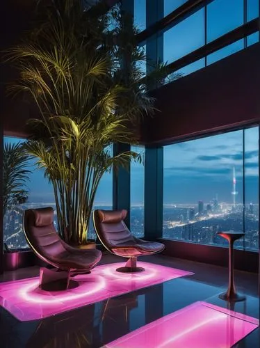 neon cocktails,vdara,luxe,hkmiami,penthouses,los angeles,miami,sky apartment,cosmopolitan,pink chair,apartment lounge,angeleno,modern decor,losangeles,modern minimalist lounge,paradisus,skyloft,futuristic landscape,lounges,terrazza,Illustration,Realistic Fantasy,Realistic Fantasy 40