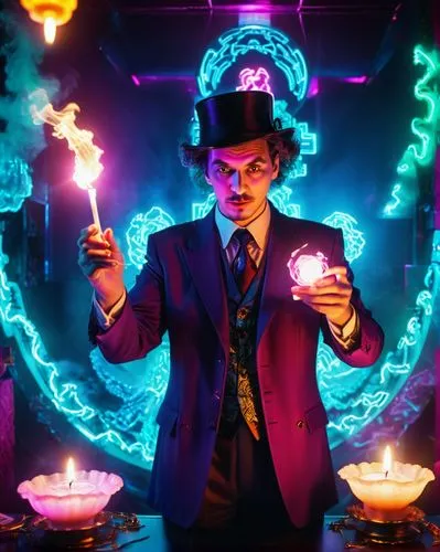 ringmaster,magician,the magician,hatter,zoltar,neon cocktails,Conceptual Art,Sci-Fi,Sci-Fi 28