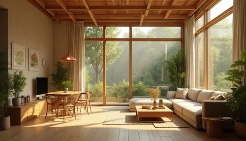 sunroom,living room,home interior,livingroom,sitting room,wooden windows,wooden beams,scandinavian style,daylighting,home landscape,verandah,beautiful home,hardwood floors,modern room,loft,wooden floor,interior modern design,indoor,veranda,morning light,Photography,General,Realistic