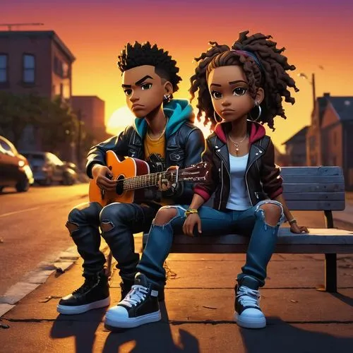 Customizable boondocks character, male/female, muscular/thin, various skin tones, detailed facial features, expressive eyes, dynamic hair styles, colorful outfits, ripped jeans, leather jacket, sneake