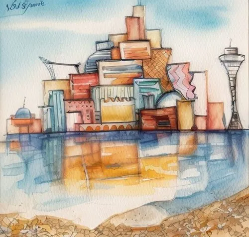 pastel paper,color pencil,sea fantasy,marseille,willemstad,water color,watercolor sketch,city scape,oil chalk,oil pastels,watercolor valentine box,sky city,cube stilt houses,helgoland,watercolor paint