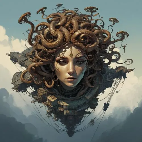 medusa,medusa gorgon,fantasy portrait,gorgon,nautilus,nausicaa,huiraatira,dryad,figurehead,displacer,siren,bird's nest,niobe,bird nest,kerrigan,drishti,eudendrium,head woman,tendrils,floating island,Conceptual Art,Sci-Fi,Sci-Fi 01