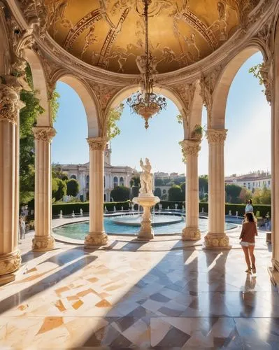 seville,versailles,montpellier,sevilla,marble palace,avignon,bordeaux,dolmabahce,massilia,villa borghese,tuileries garden,water palace,south france,crillon,champalimaud,sanssouci,garden of the fountain,provencio,champ de mars,orangerie,Illustration,Japanese style,Japanese Style 19