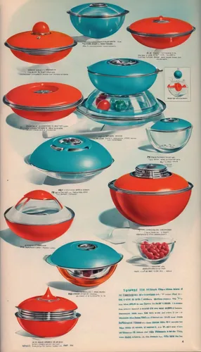 Craft a minimalist tupperware catalog,vintage dishes,cookware and bakeware,singingbowls,flavoring dishes,kitchenware,dishware,casserole dish,tureen,serveware,saucer,bowls,tableware,model years 1958 to