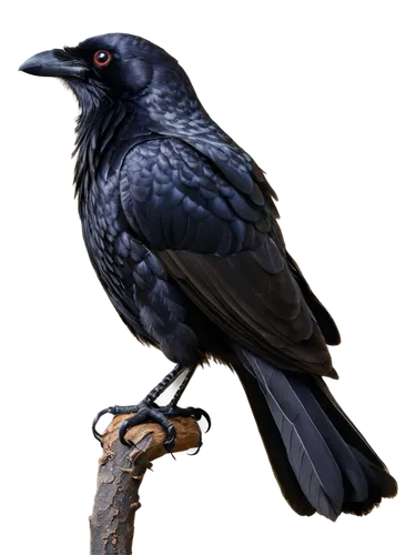 Black crow, perched, solo, majestic pose, detailed feathers, glossy eyes, strong beak, wings spread wide, dark background, soft focus, cinematic lighting, shallow depth of field, 3/4 composition, warm