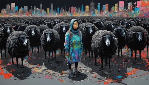 flock of sheep,the black sheep,the sheep,counting sheep,flock home,a flock of sheep,black sheep,migration,wild sheep,flock,sheep-dog,herder,migrate,shirakami-sanchi,animal migration,sheeps,flock of birds,ruminants,orphans,sheep,Conceptual Art,Graffiti Art,Graffiti Art 05